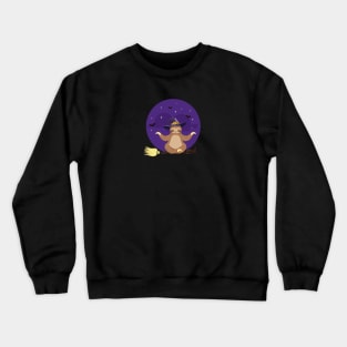 Sloth meditating on witch broom Crewneck Sweatshirt